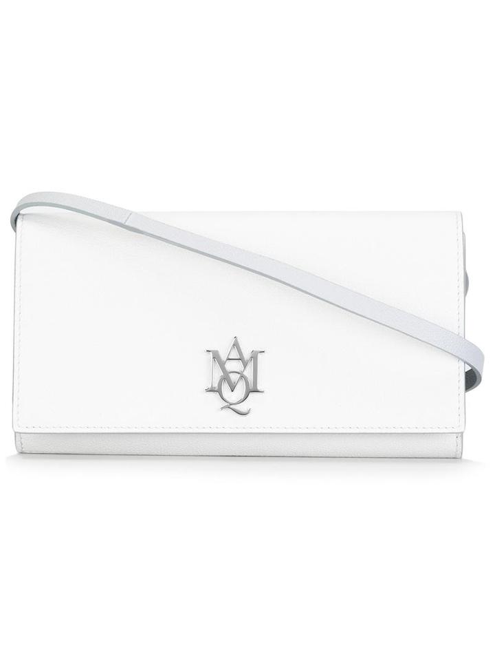 Alexander Mcqueen Amq Pouch With Strap, Women's, White, Calf Leather