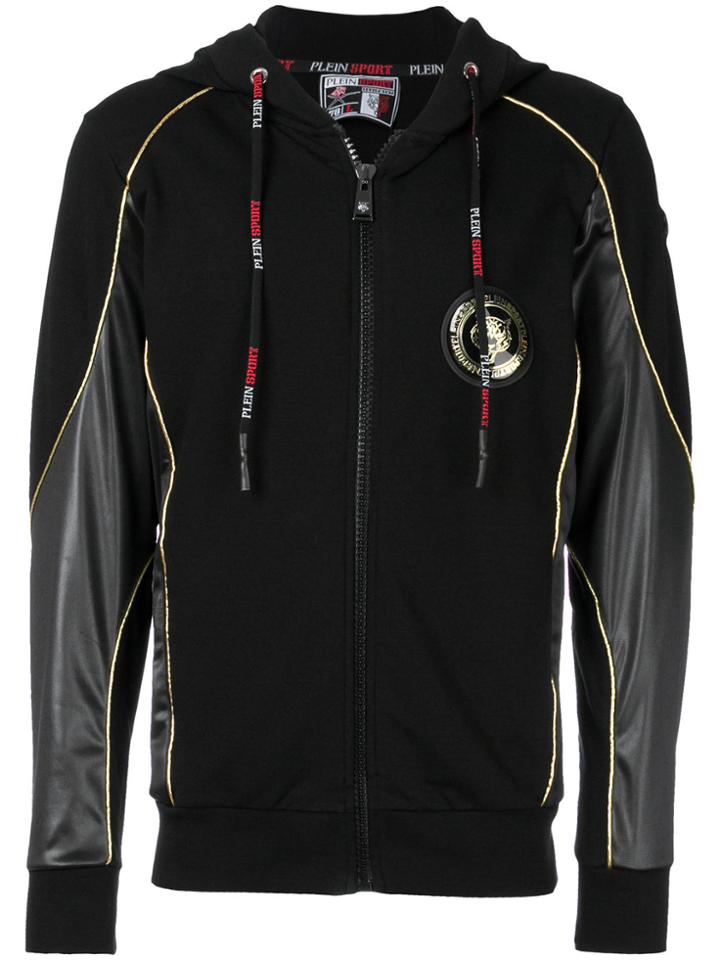 Plein Sport Panelled Drawstring Hoodie - Black