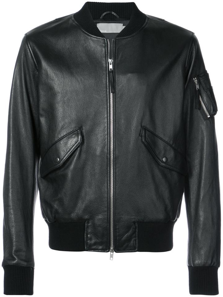 Vince Leather Bomber Jacket - Black