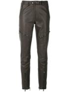 Moschino - Biker Zip Trousers - Women - Leather/viscose - 40, Grey, Leather/viscose
