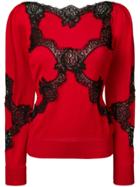 Dolce & Gabbana Encrusted Lace Insets Top - Red