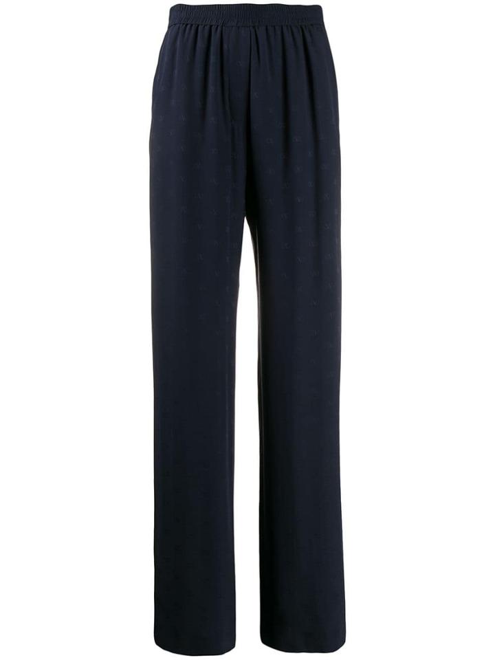 Valentino Go Logo Wide-leg Trousers - Blue
