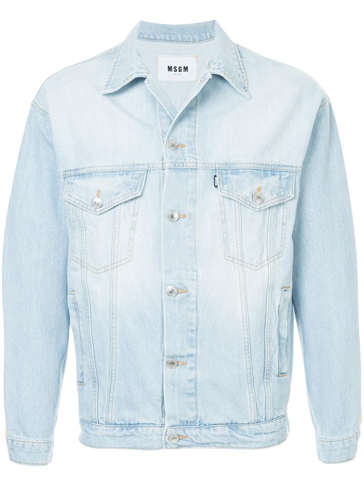 Msgm Stripe Detail Denim Jacket - Blue
