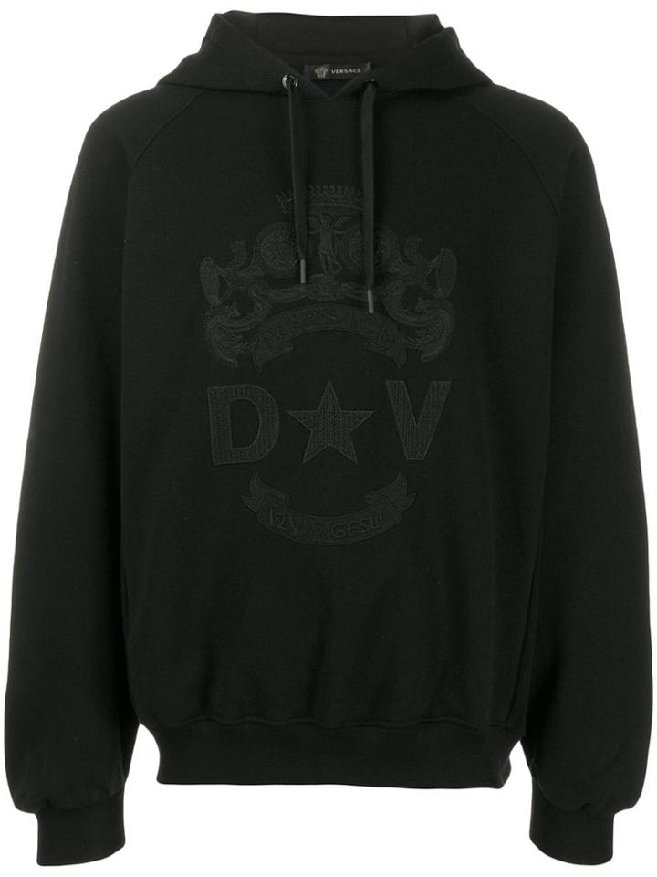Versace Bandiera Motif Hoodie - Black
