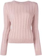 Masscob Ribbed Fine Knit Jumper, Women's, Size: Medium, Pink/purple, Nylon/wool/alpaca