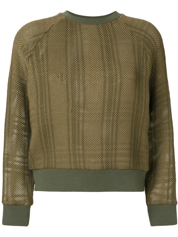 Mr & Mrs Italy Patched Tartan Waffle Knit Sweatshirt - Green
