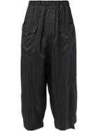 Miaoran Striped Cropped Trousers - Black