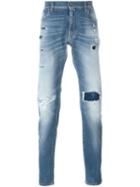Dolce & Gabbana Distressed Regular Fit Jeans, Men's, Size: 52, Blue, Cotton/spandex/elastane