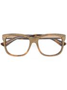 Gucci Eyewear Square Frame Rhinestone Glasses - Brown