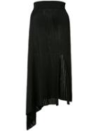Cushnie Et Ochs Asymmetric Ribbed Skirt, Size: Medium, Black, Viscose