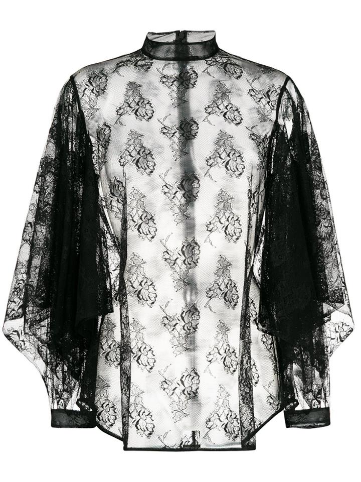 Christopher Kane Rag Sleeve Lace Top - Black