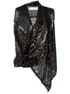 Victoria Beckham Draped Sequin Top, Women's, Size: 8, Black, Silk/polyester