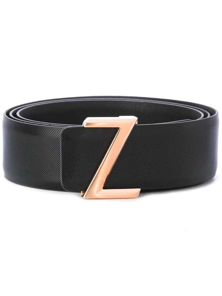 Z Zegna Logo Buckle Belt, Men's, Size: 110, Calf Leather