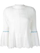 Loveless Bell Sleeve Ribbed Jumper, Women's, Size: 34, White, Cotton/acrylic
