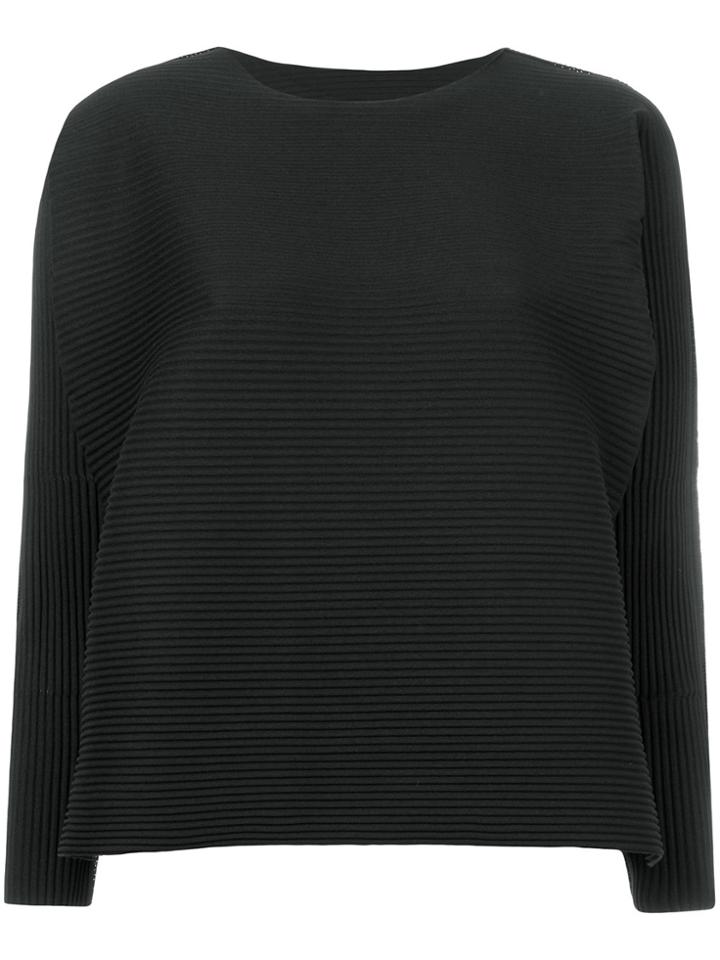Issey Miyake Cauliflower Longsleeved Ribbed Blouse - Black