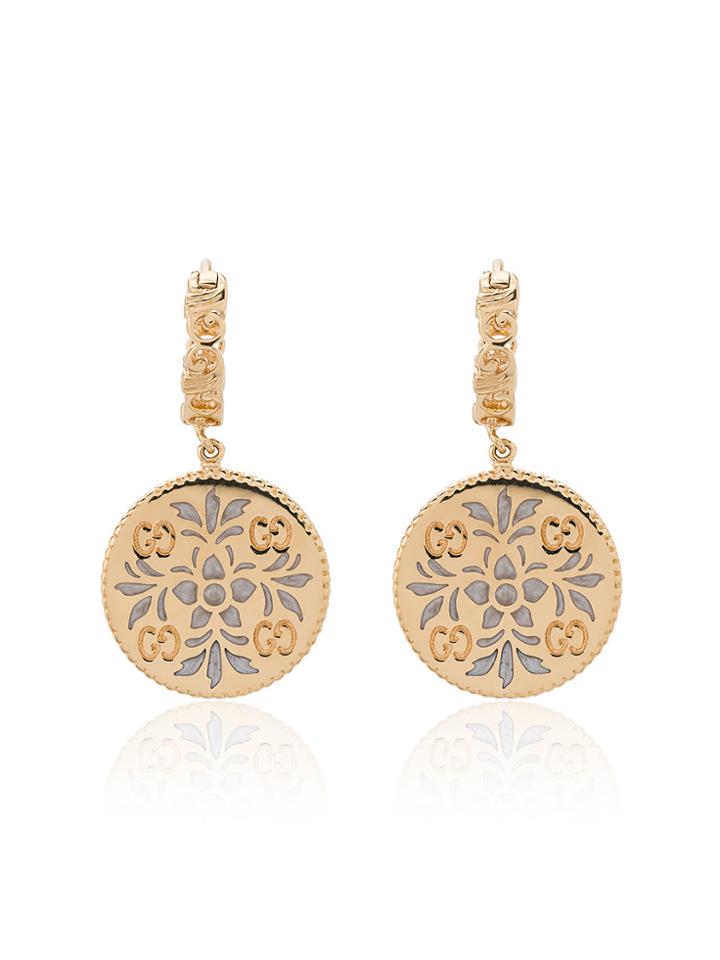 Gucci Gold And Enamel Icon Floral Earrings - Metallic