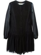 Saint Laurent Macrame Peasant Dress, Women's, Size: 42, Black, Silk/cotton