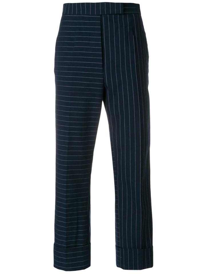 Thom Browne Fun Mix Chalkstripe High-waisted Trouser - Blue