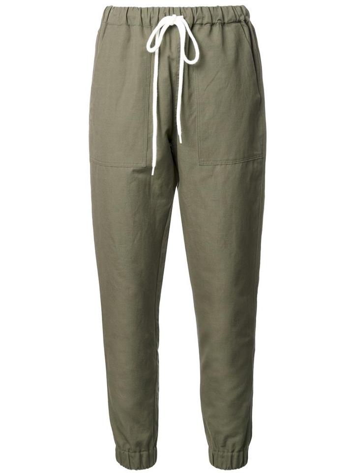 Bassike Tapered Trousers, Women's, Size: 8, Green, Cotton/linen/flax