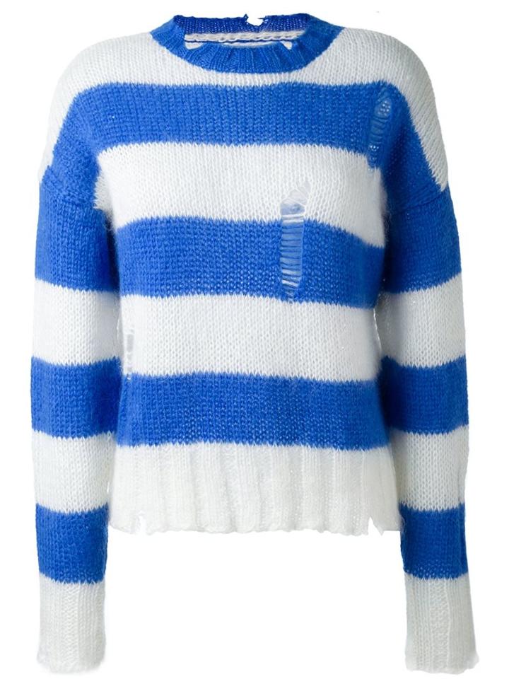 Filles A Papa 'ruby' Distressed Jumper, Women's, Size: Ii, Blue, Polyamide/mohair/merino