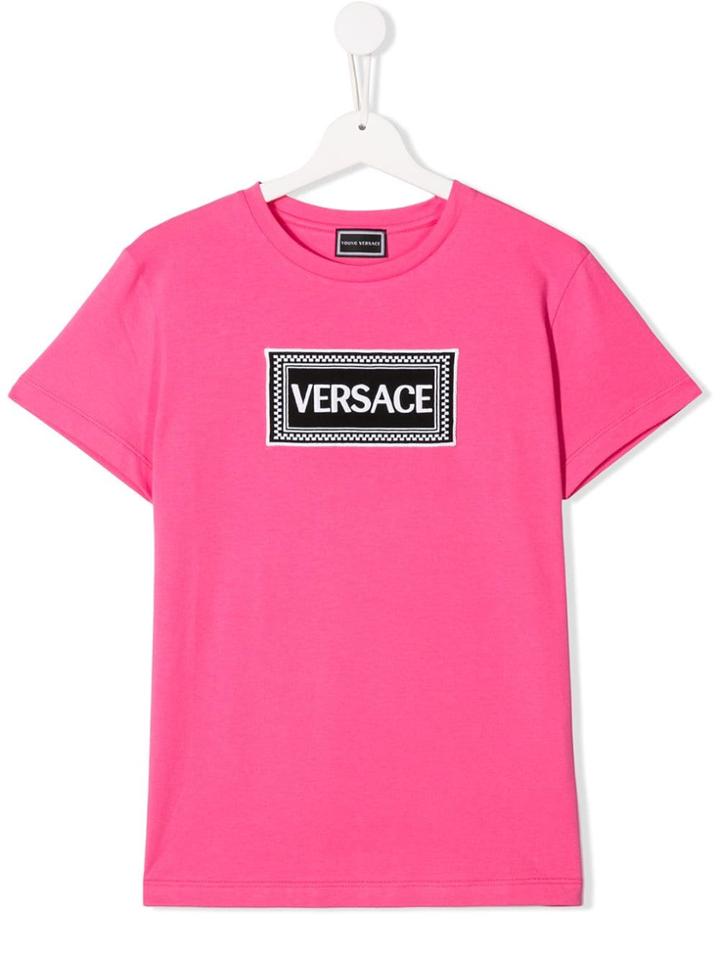 Young Versace Teen Rectangular Logo T-shirt - Pink
