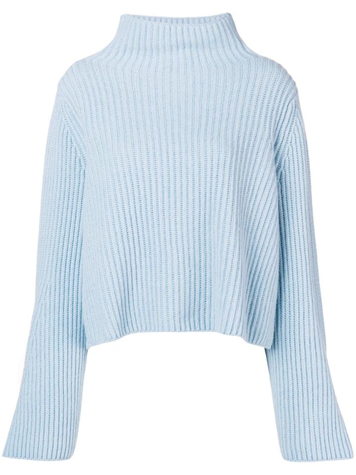 Stella Mccartney Funnel-neck Ribbed Sweater - Blue