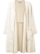 Dusan - Patch Pockets Open Coat - Women - Linen/flax - One Size, Nude/neutrals, Linen/flax
