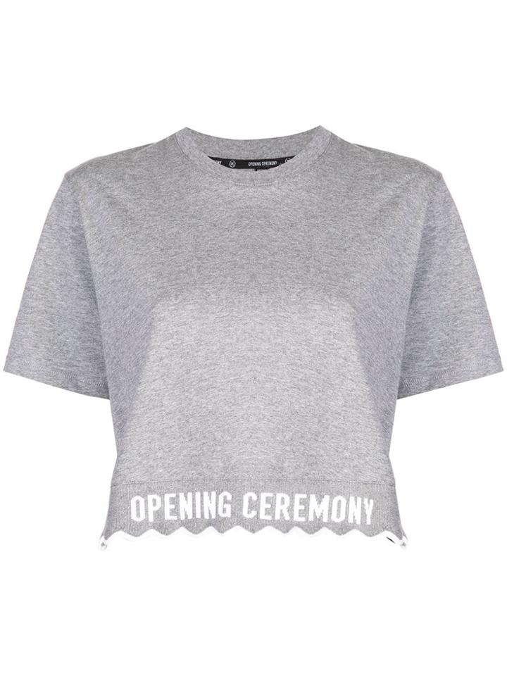 Opening Ceremony Logo Cropped T-shirt - Grey