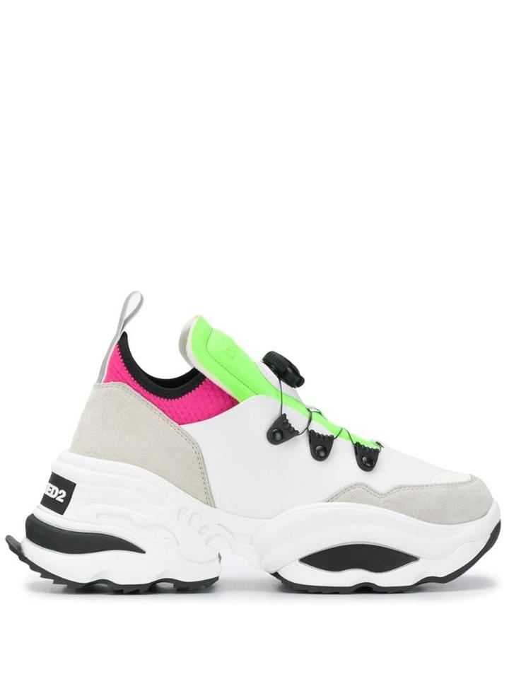 Dsquared2 Panelled Leather Sneakers - White