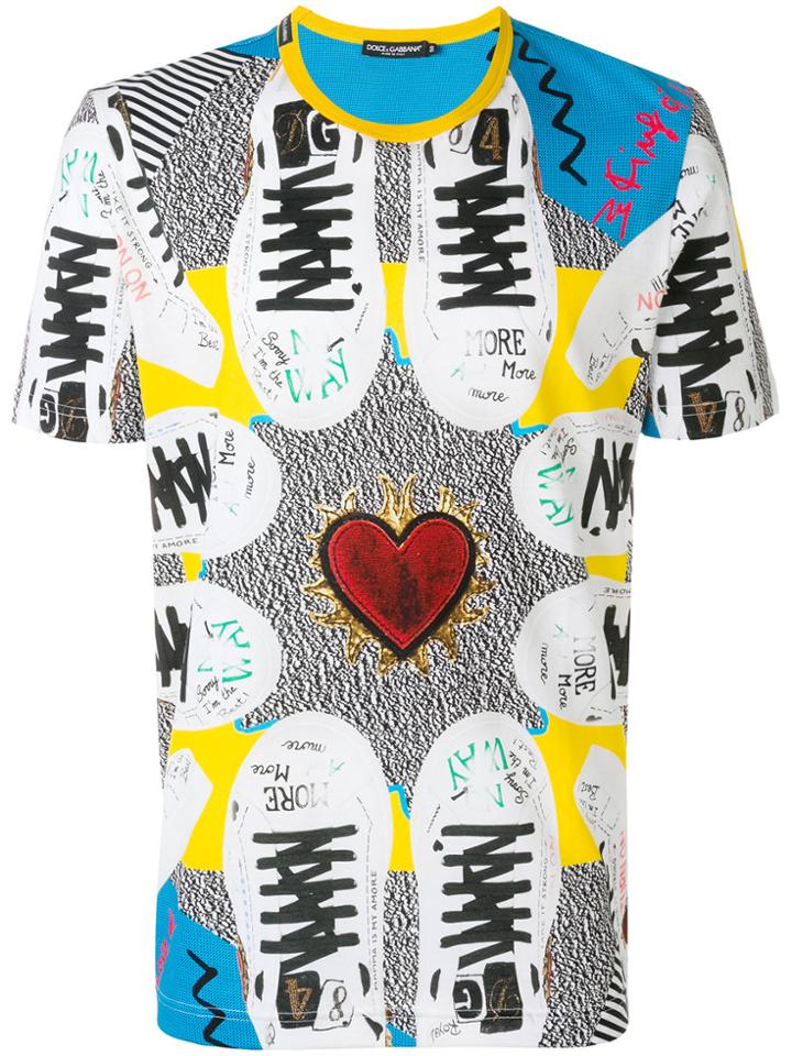 Dolce & Gabbana Sacred Heart Sneaker Print T-shirt - Multicolour