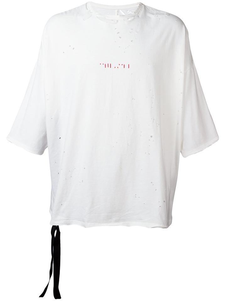 Unravel Project Distressed T-shirt, Men's, Size: Medium, White, Cotton/viscose/polyurethane
