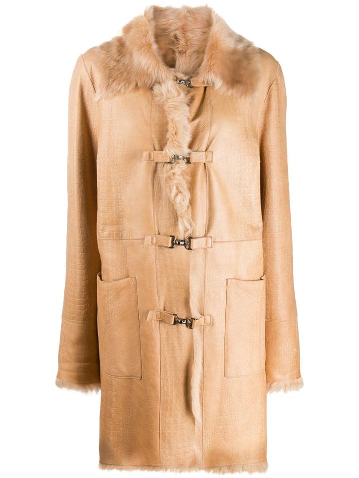 A.n.g.e.l.o. Vintage Cult 2000s Crocodile Effect Hooked Coat - Brown