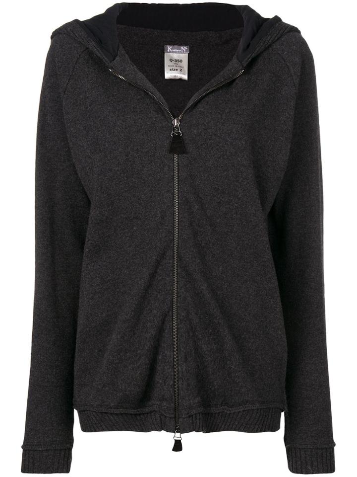 Kristensen Du Nord Ribbed Trim Zip-front Hoodie - Grey