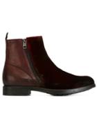 Diesel Panelled Ankle Boots, Men's, Size: 41, Red, Calf Leather/pig Leather/cotton/rubber