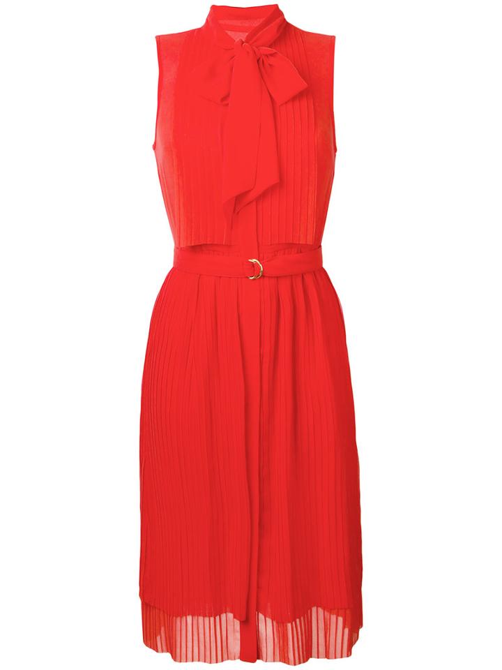 Michael Michael Kors - Pussy Bow Pleated Dress - Women - Polyester - 6, Pink/purple, Polyester