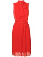 Michael Michael Kors - Pussy Bow Pleated Dress - Women - Polyester - 6, Pink/purple, Polyester