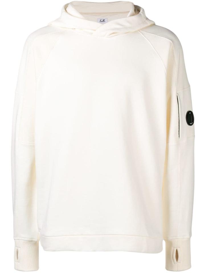 Cp Company Overarm Pocket Hooded Pullover - White