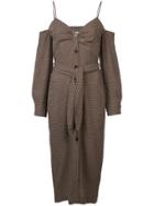 Nanushka Off-shoulder Gingham Dress - Brown