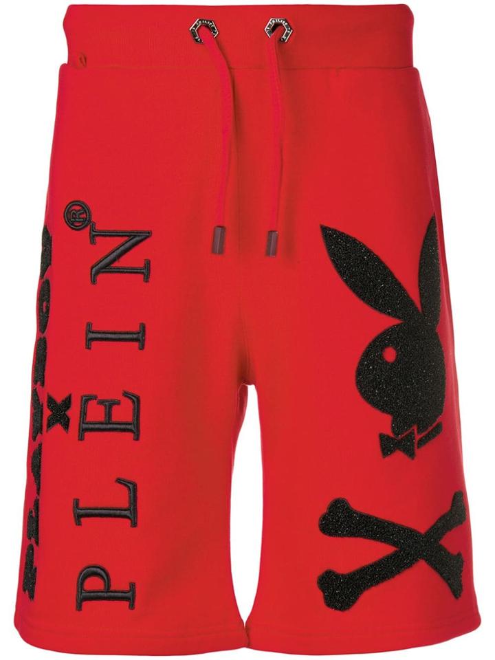 Philipp Plein Playboy Rabbit Track Shorts - Red