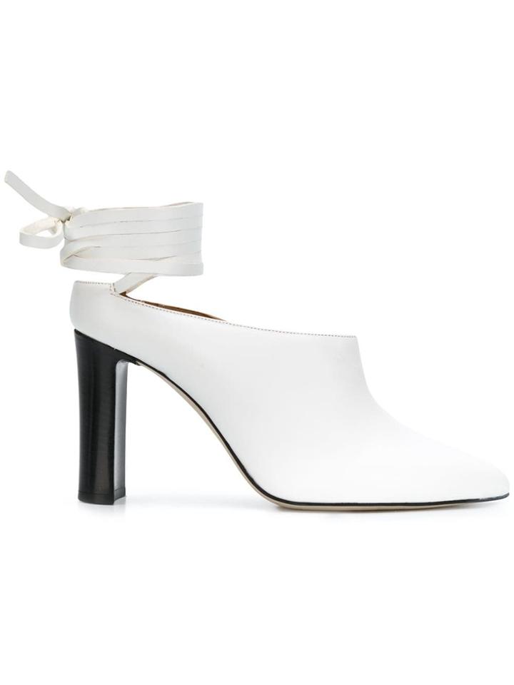 Atp Atelier Lace-up Ankle Mules - White