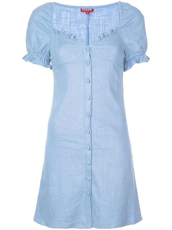 Staud Ruffle Trim Dress - Blue