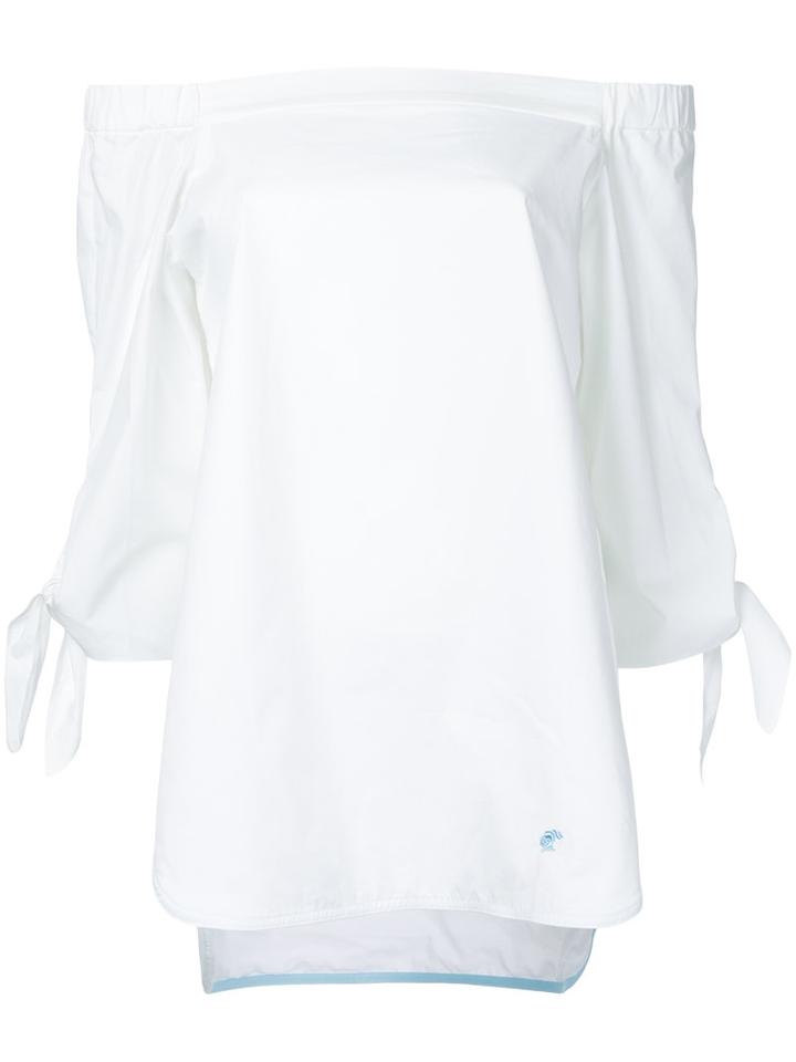 Loveless - Off The Shoulder Tie Sleeve Top - Women - Cotton/polyester - 34, White, Cotton/polyester