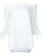Loveless - Off The Shoulder Tie Sleeve Top - Women - Cotton/polyester - 34, White, Cotton/polyester