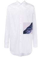 Yuiki Shimoji Crow Print Long-line Shirt - White