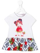 Monnalisa - Strawberry Print Dress - Kids - Cotton/spandex/elastane - 18 Mth, White