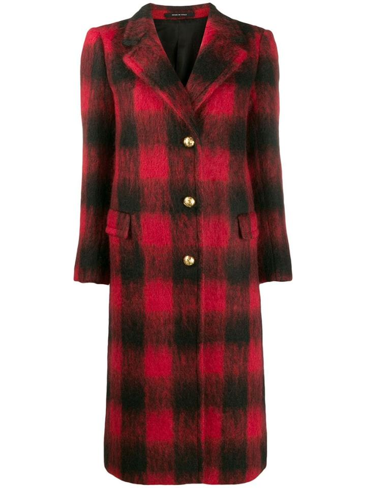 Tagliatore Straight Fit Check Coat - Black