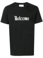 Ami Paris Crewneck Tee With Off-white Welcome Embroidery - Black