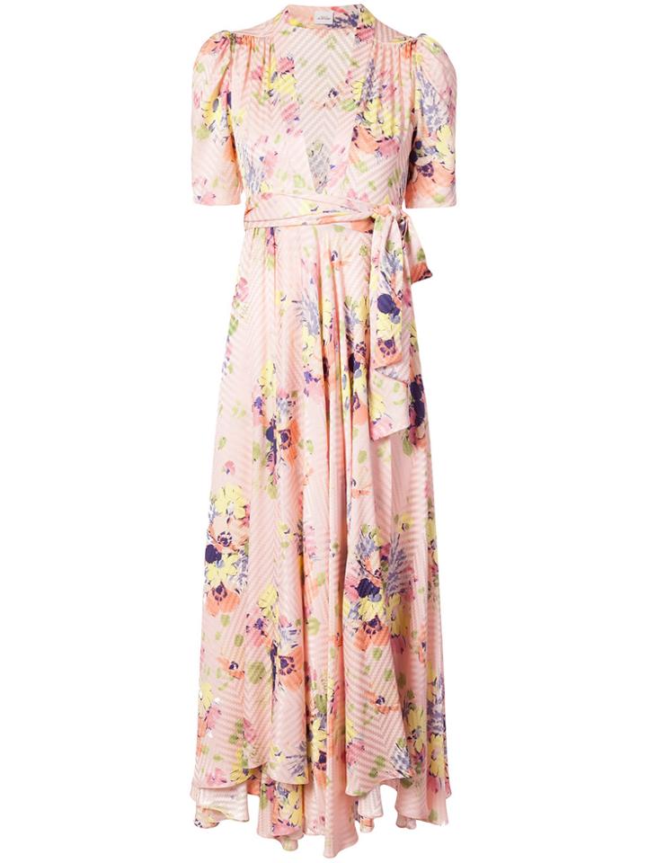 Jill Stuart Floral Plunge Dress - Pink & Purple