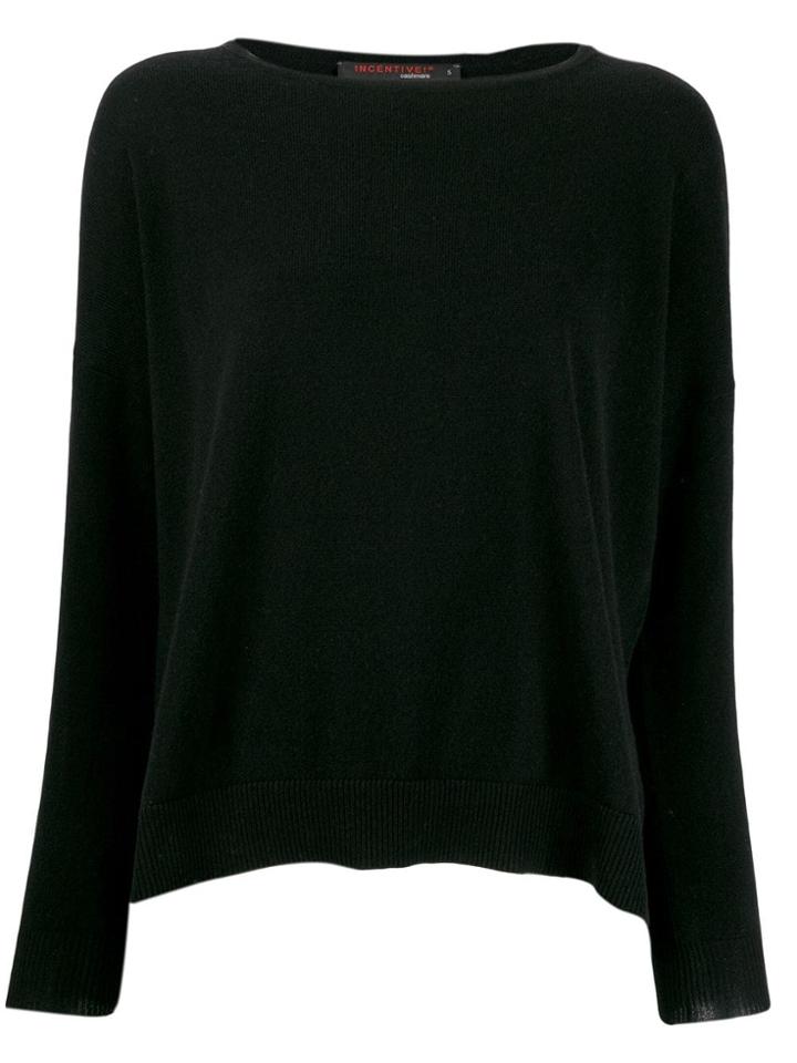 Incentive! Cashmere Drop Shoulder Jumper - Black