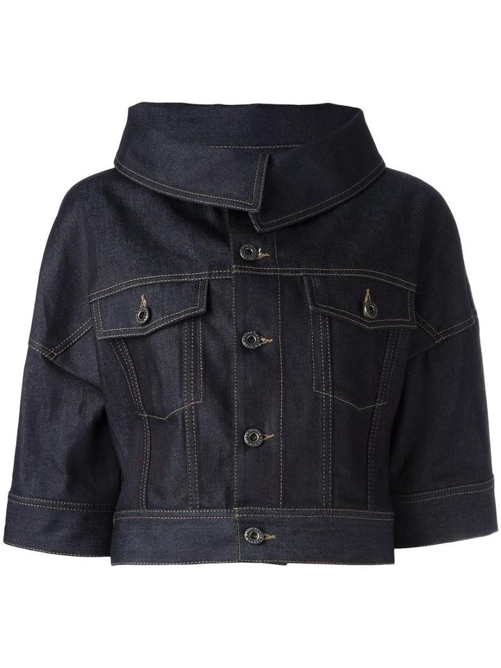 Diesel Black Gold Three-quarters Cropped Denim Jacket, Women's, Size: 38, Blue, Cotton